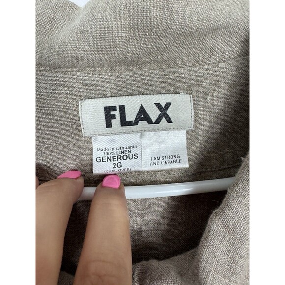 FLAX 100% Linen Beige Jacket NWT SZ 2G Collared Long Sleeve - Picture 6 of 11